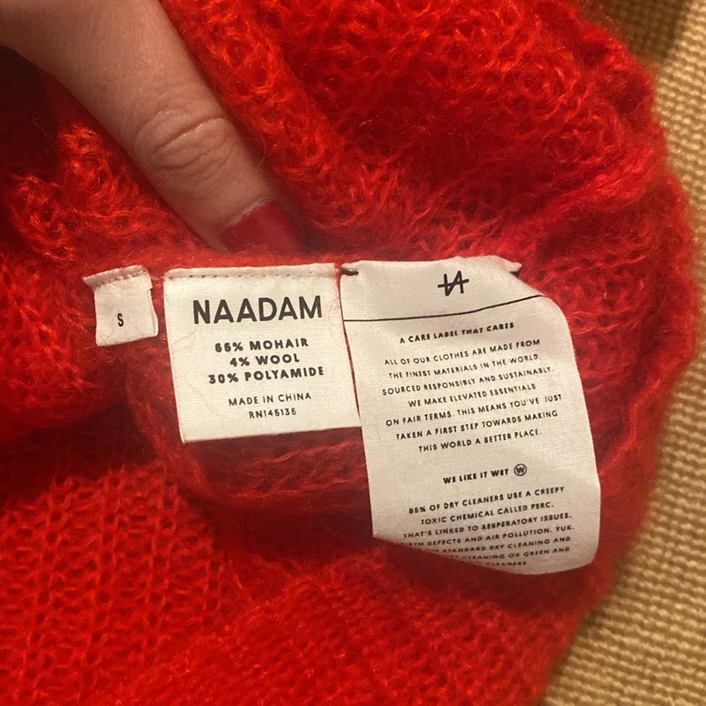 NAADAM Red V-Neck Cozy Sweater - Picture 7 of 7